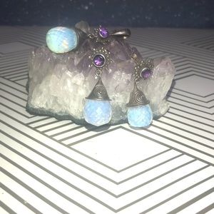 Sajen Opalite & Amethyst Sterling Silver Pendant and Earrings